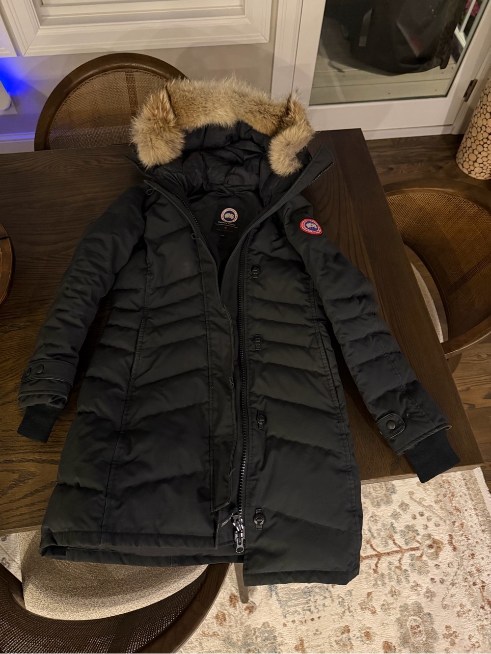 Canada Goose Black Down Parka with Removable Fur-Trim Hood S